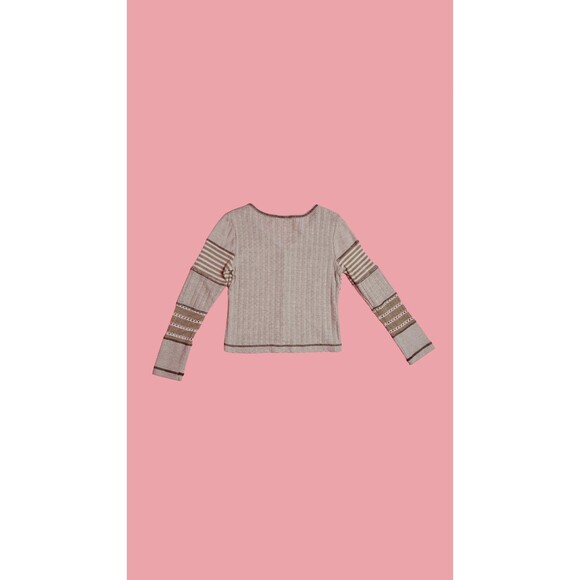 1990s CONTEMPO CASUALS. Brown Striped Multi Pattern CARDIGAN Sweater. Small - Picture 3 of 11